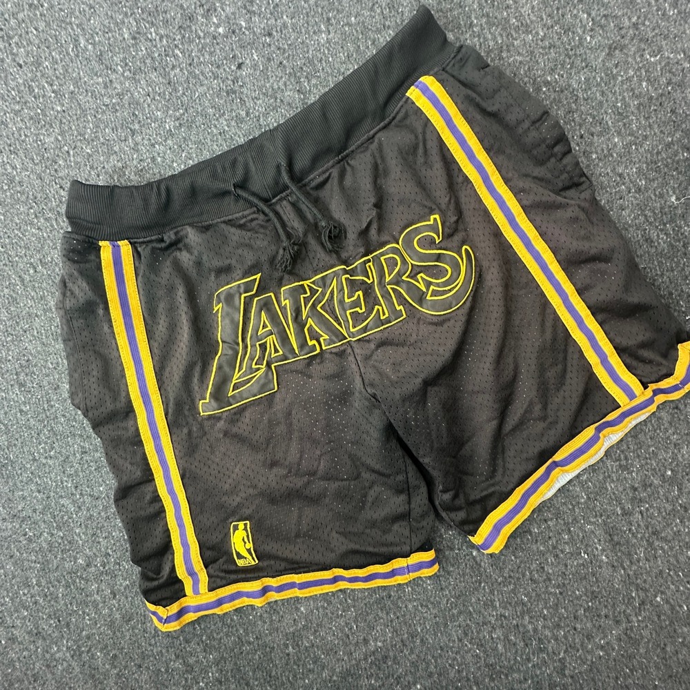 Just Don Basketball Shorts Men M Black Los Angeles Lakers Embroidered Mesh Luxur